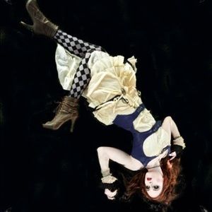 HEAVY RED Cobalt Blue Open Bust Corset Sz Sm